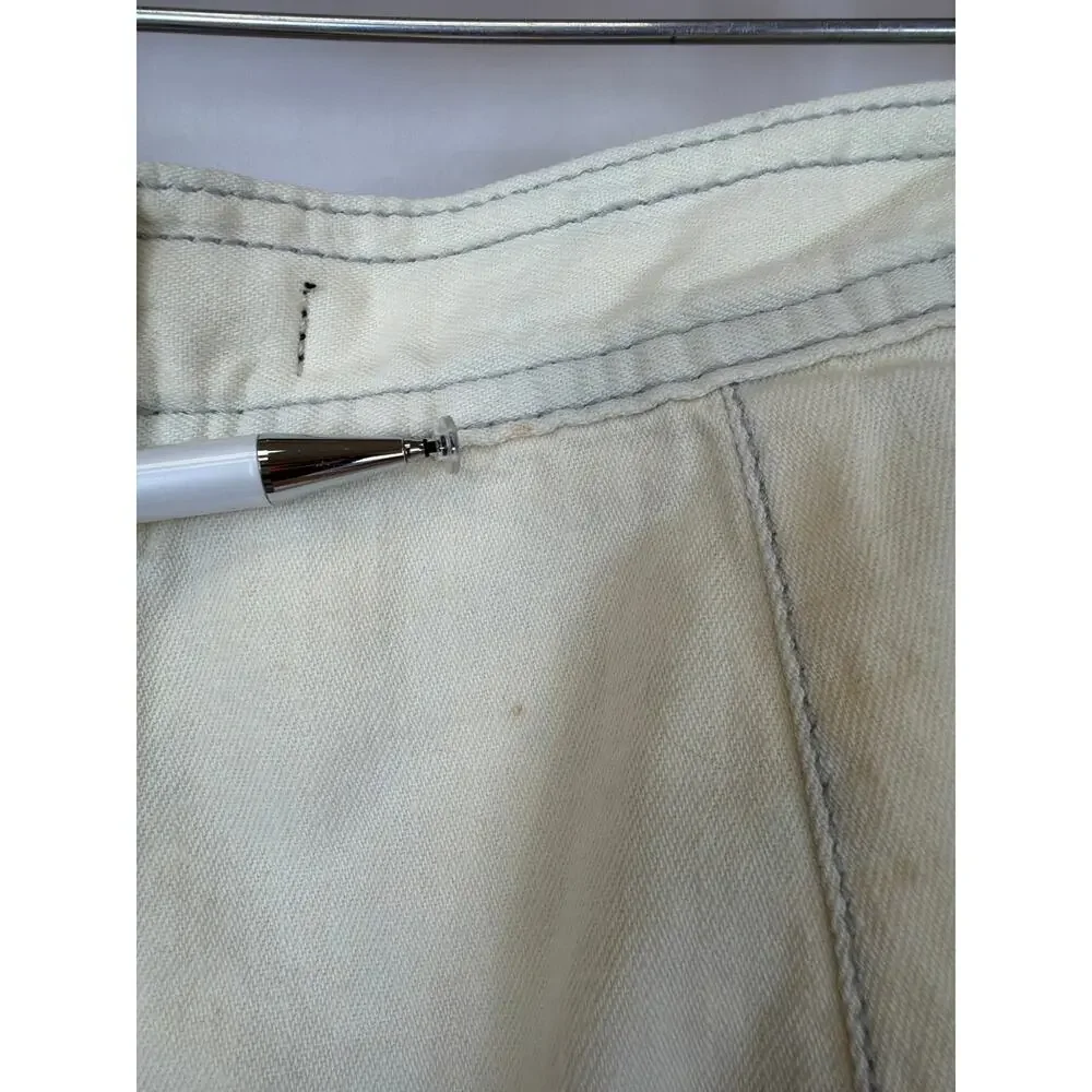 BDG Urban Outfitters Cream Denim Button Front Midi Skirt Size 2